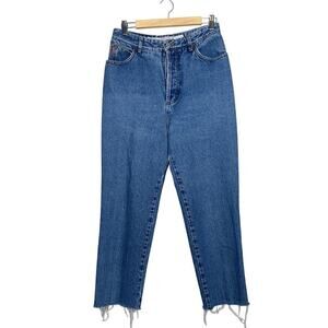 Bongo Vintage High Rise Jeans Blue Size 15 Frayed Hem 100% Cotton